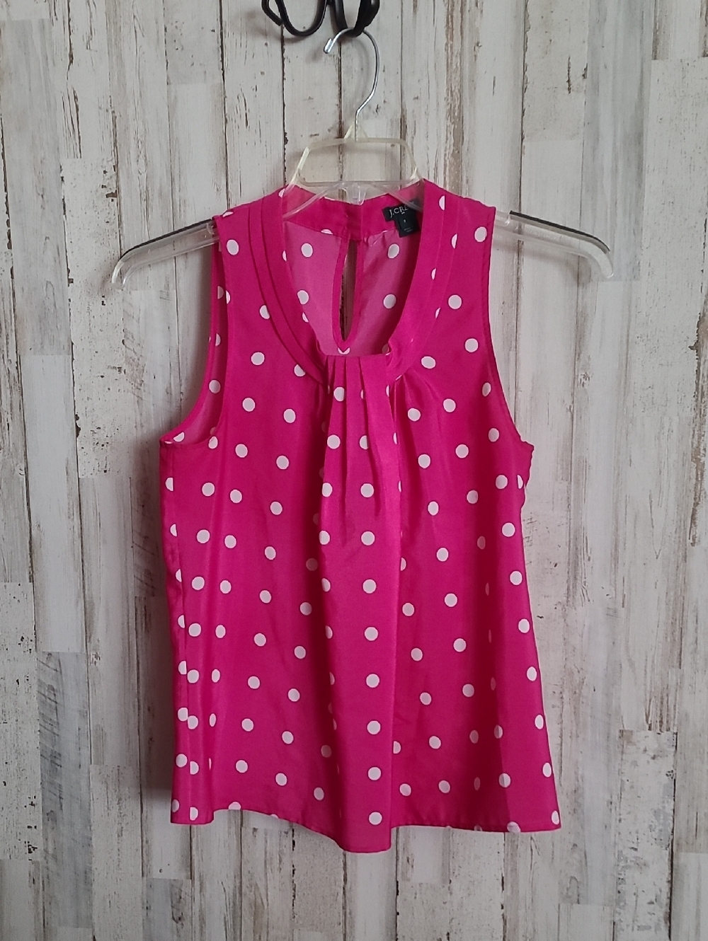 J. Crew Hot Pink Polka Dot Sleeveless Blouse